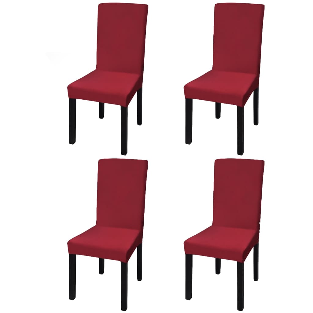 vidaXL Tiesūs įtempiami kėdžių užvalkalai, 4vnt., tamsiai raudoni