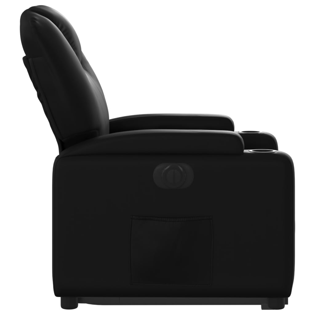 vidaXL Atsistojantis elektrinis krėslas, juodas, dirbtinė oda