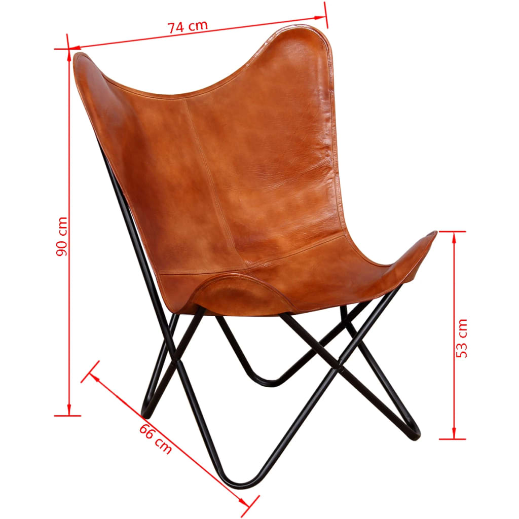 vidaXL Išskleidžiama kėdė, ruda, tikra oda