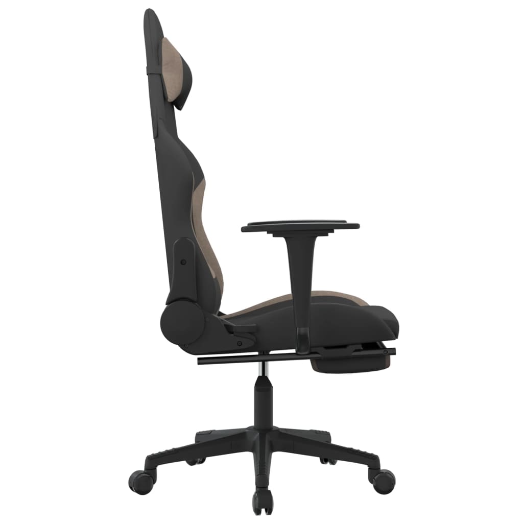 vidaXL Masažinė žaidimų kėdė su pakoja, juoda ir taupe, audinys