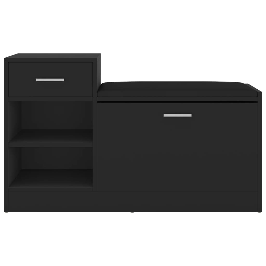 vidaXL Batų suoliukas, juodos spalvos, 94,5x31x57cm, MDP