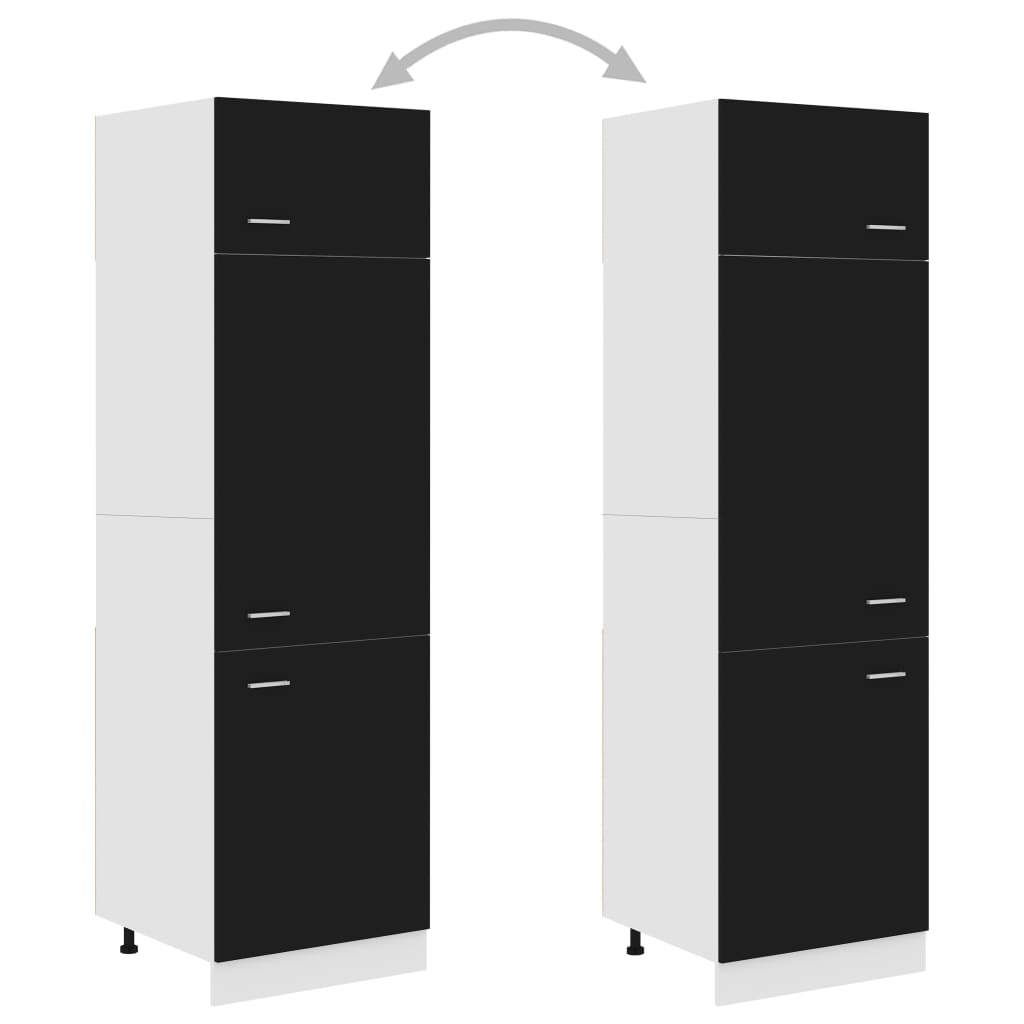 vidaXL Šaldytuvo spintelė, juodos spalvos, 60x57x207cm, MDP