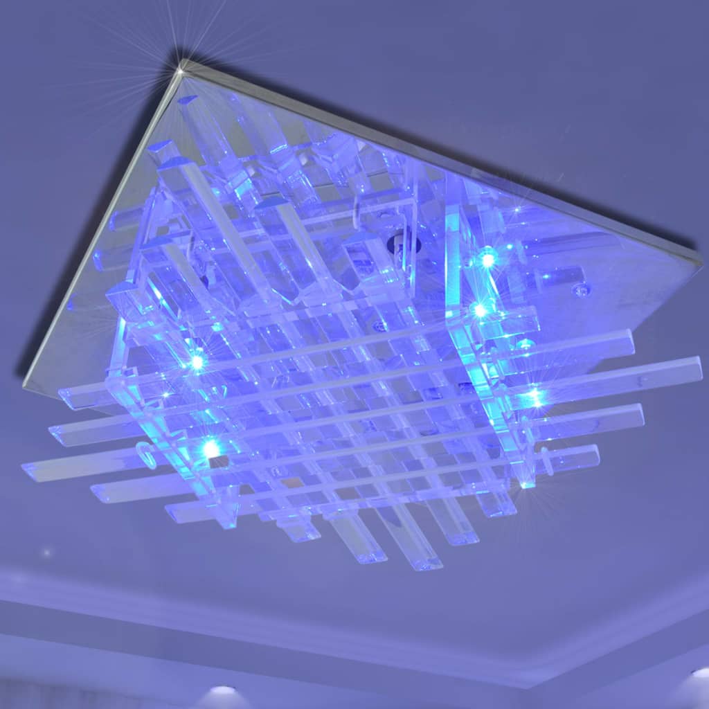 Kvadratinis RGB LED Lubų Šviestuvas su Stiklo Juostelėmis