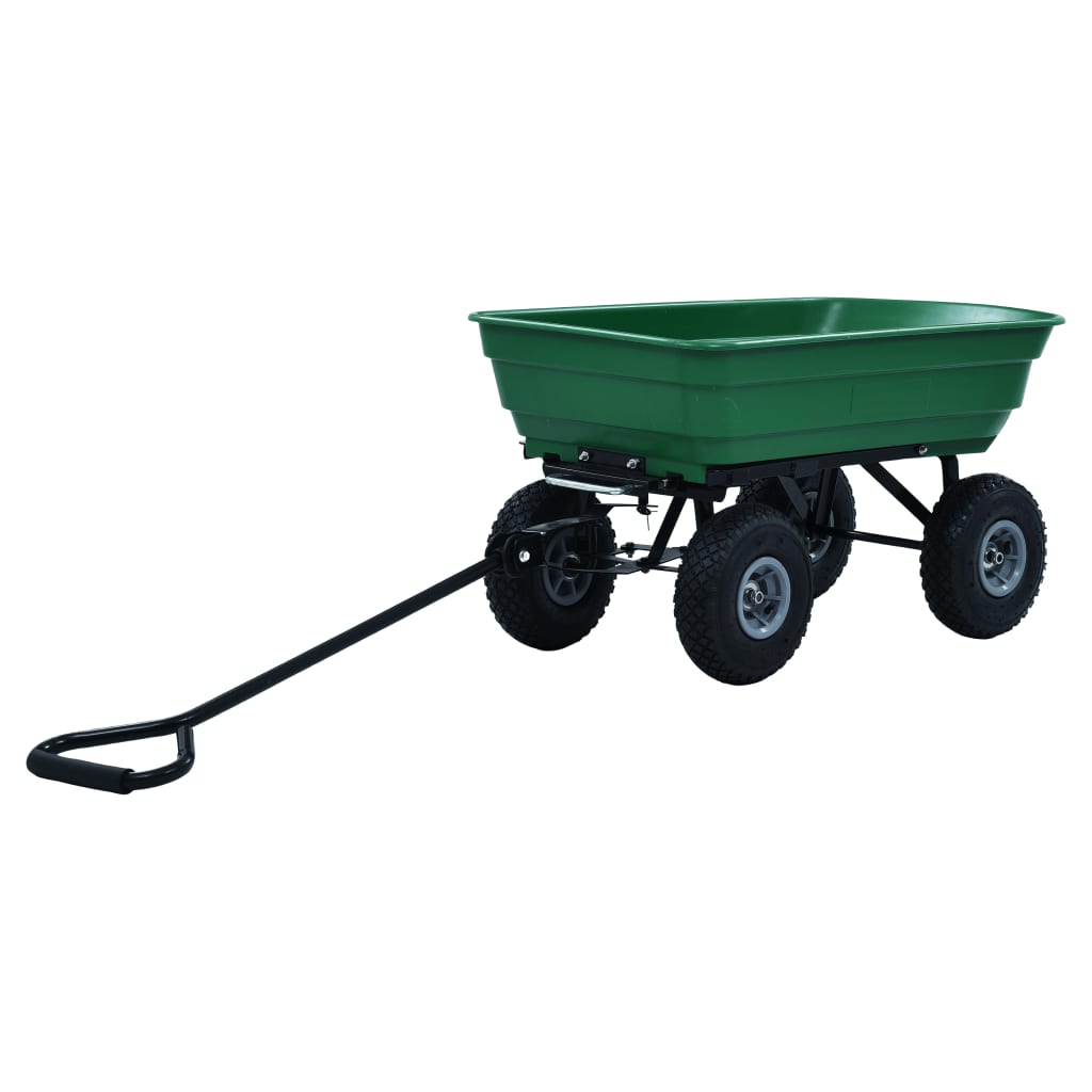 vidaXL Paverčiamas rankinis sodo vežimėlis, žalios spalvos, 300kg, 75l