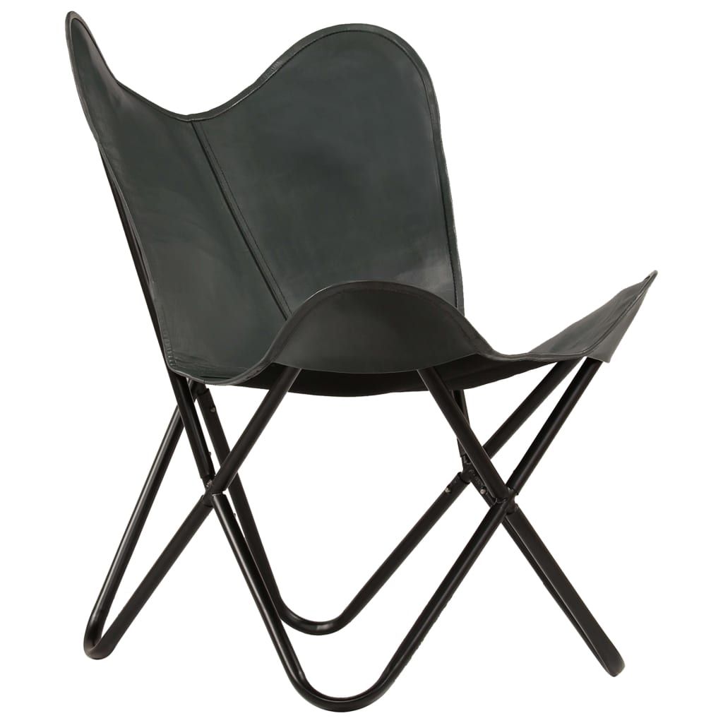 vidaXL Išskleidžiama kėdė, pilka, tikra oda