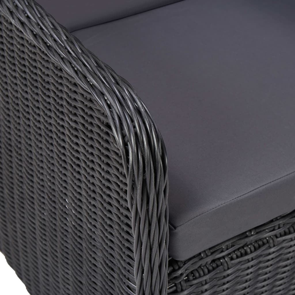 vidaXL Sodo kėdės su pagalvėlėmis, 2 vnt., juodos spalvos, poliratanas
