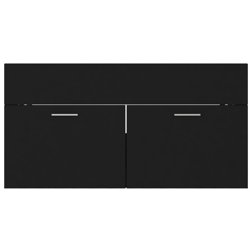 vidaXL Spintelė praustuvui, juodos spalvos, 90x38,5x46cm, MDP