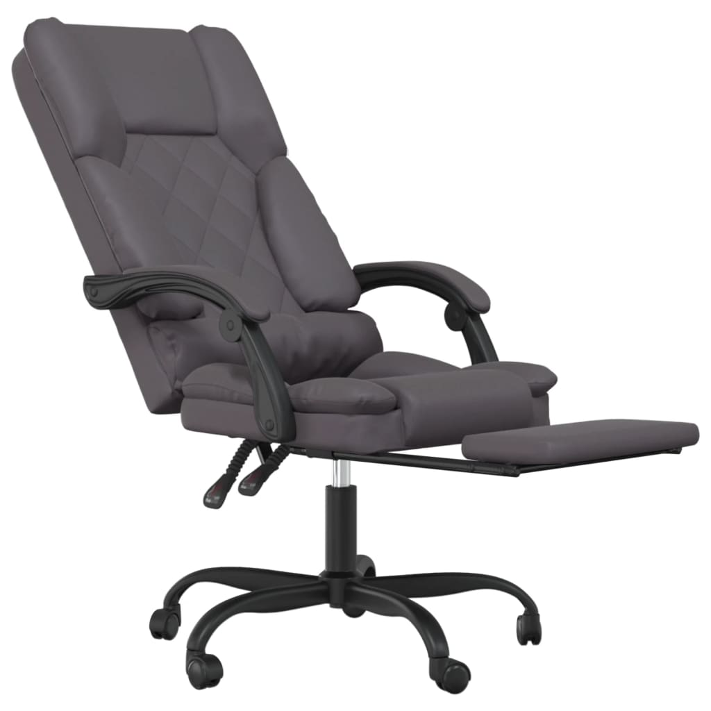 vidaXL Atlošiama masažinė biuro kėdė, pilkos spalvos, dirbtinė oda