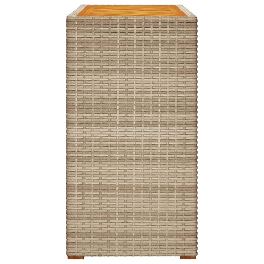 vidaXL Stalas su mediniu stalviršiu, smėlio, 100x40x75cm, poliratanas