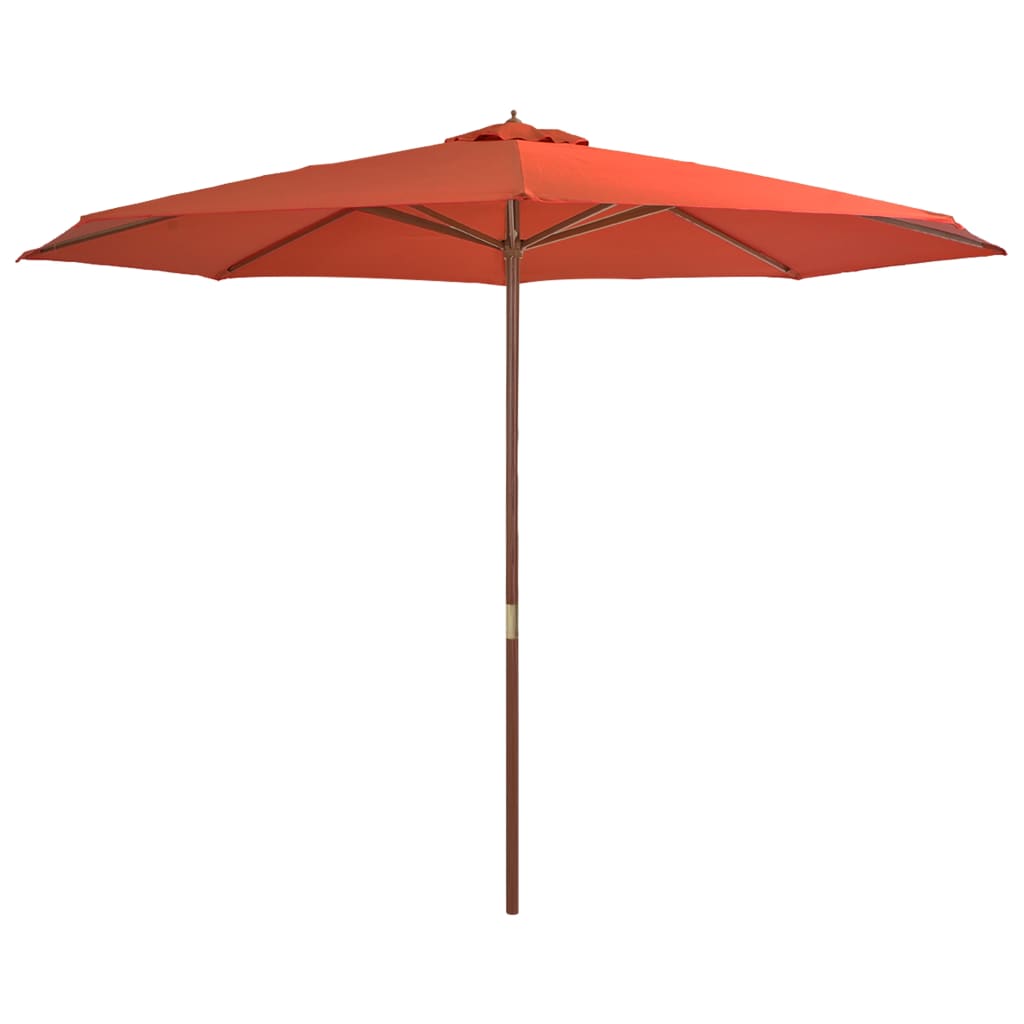 vidaXL Lauko skėtis su mediniu stulpu, terakota sp., 350 cm