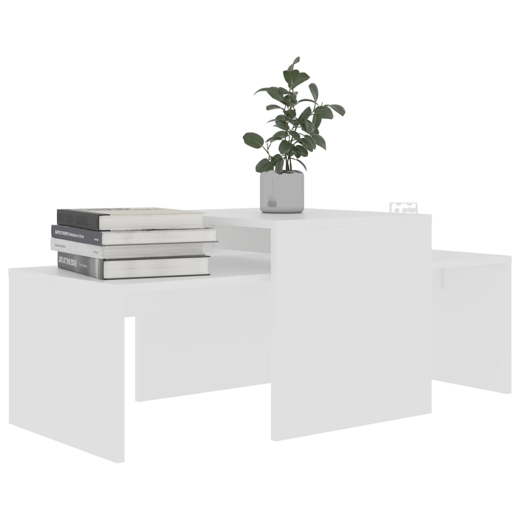 vidaXL Kavos staliukų komplektas, baltas, 100x48x40cm, MDP