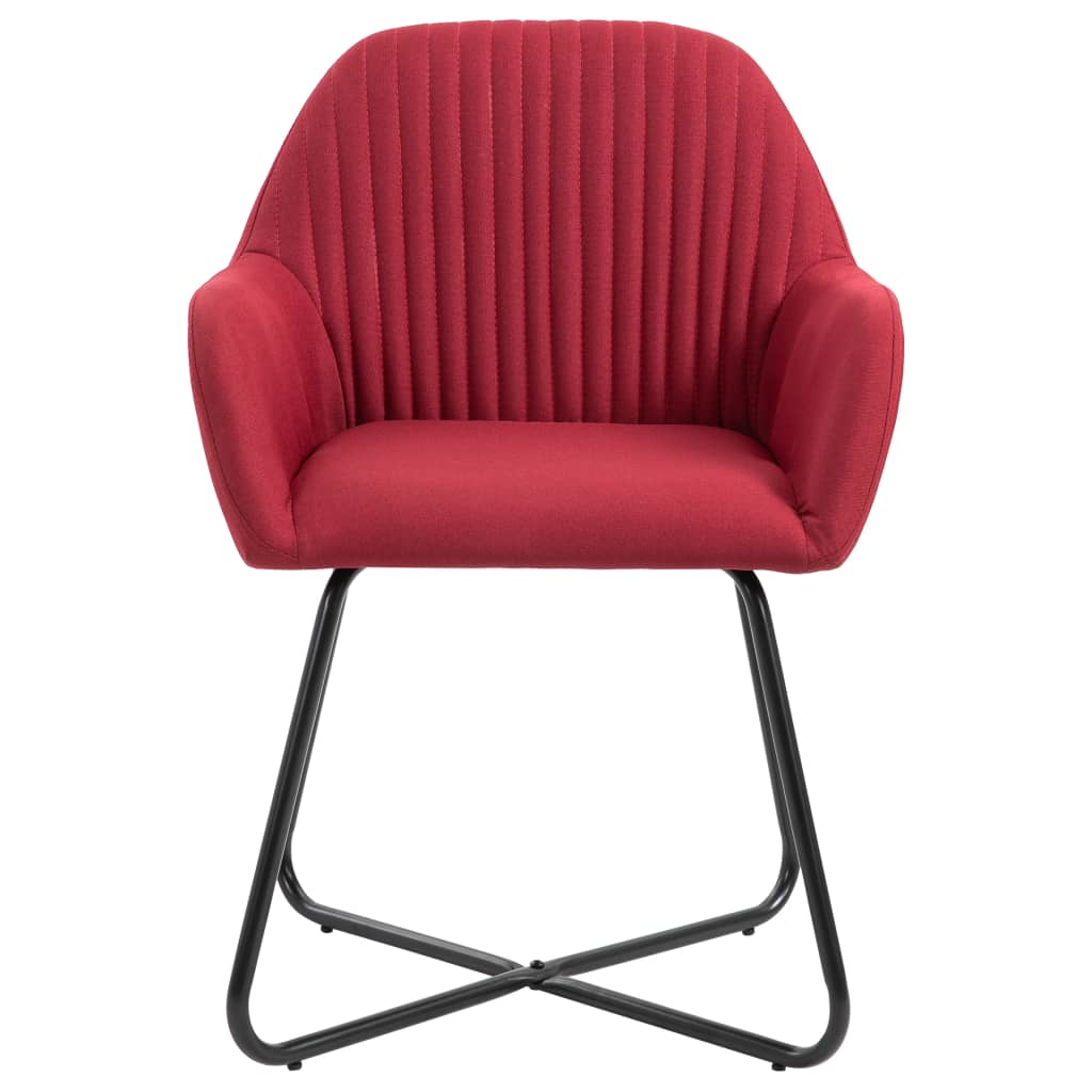vidaXL Valgomojo kėdės, 2 vnt., raudonojo vyno spalvos, audinys