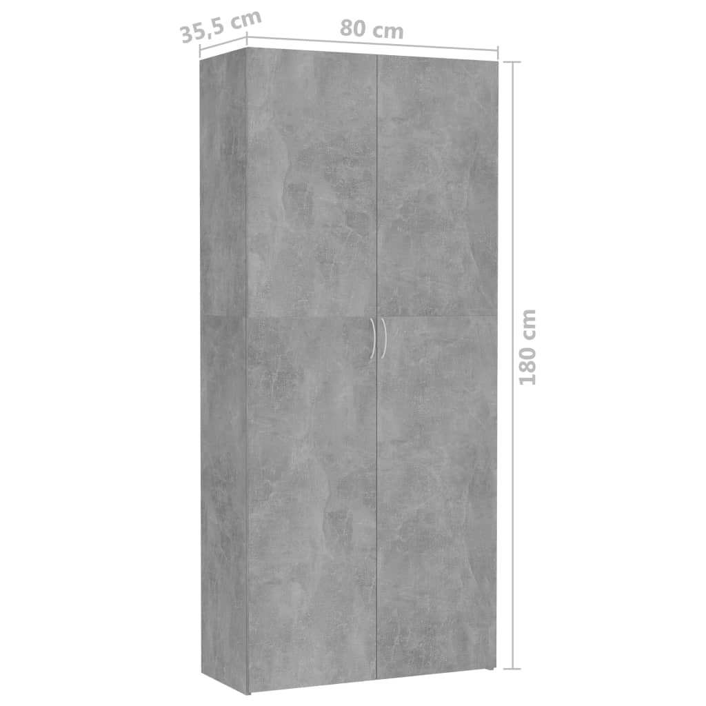 vidaXL Spinta, betono pilkos spalvos, 80x35,5x180cm, med. drož. pl.