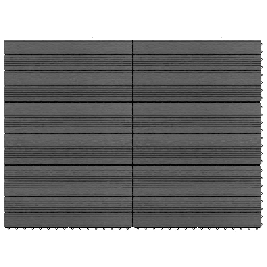 vidaXL Grindų plytelės, 6vnt., juodos spalvos, 60x30cm, WPC, 1,08 m²