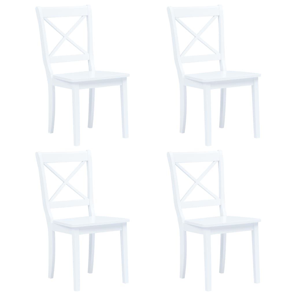 vidaXL Valgomojo kėdės, 4 vnt., balt. sp., kaučiukmedžio med. masyvas