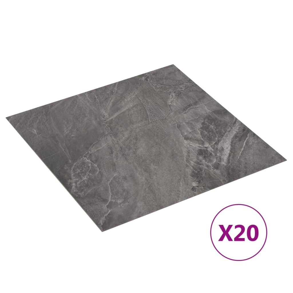 vidaXL Grindų plokštės, 20vnt., juodos, 1,86m², PVC, prilimpančios