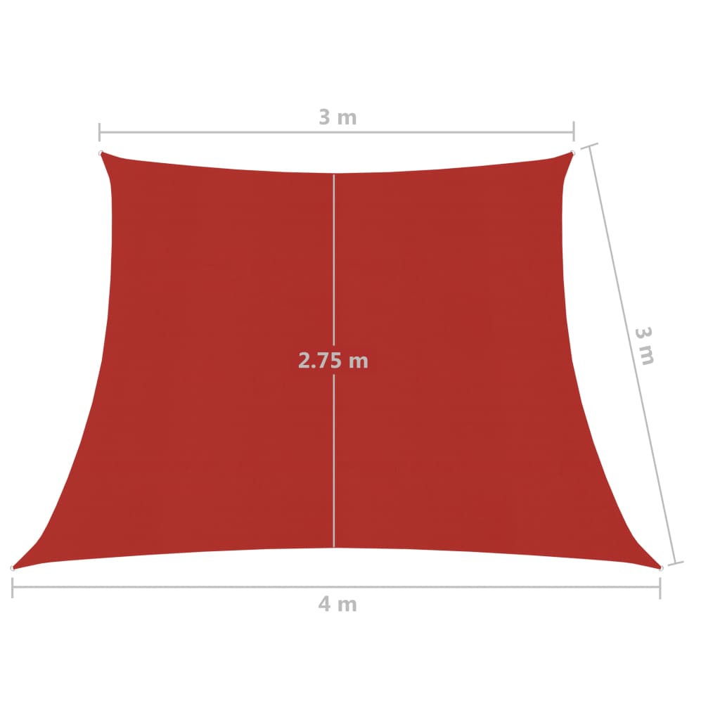 vidaXL Uždanga nuo saulės, raudonos spalvos, 3/4x3m, HDPE, 160g/m²