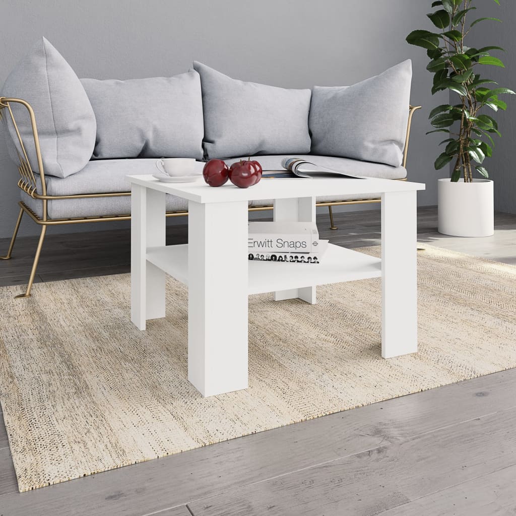 vidaXL Kavos staliukas, baltos spalvos, 60x60x42 cm, MDP