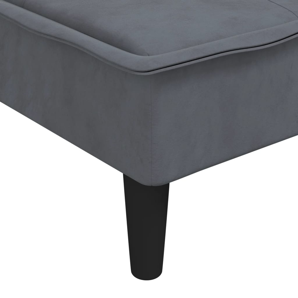 vidaXL L formos sofa-lova, tamsiai pilka, 255x140x70cm, aksomas