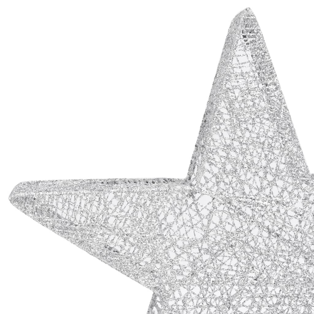 vidaXL Kalėdų dekoracija žvaigždės, 3vnt., sidabrinės, tinklinės, LED