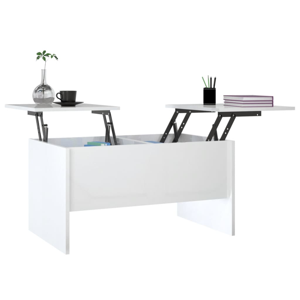 vidaXL Kavos staliukas, baltas, 80x50x42,5cm, apdirbta mediena