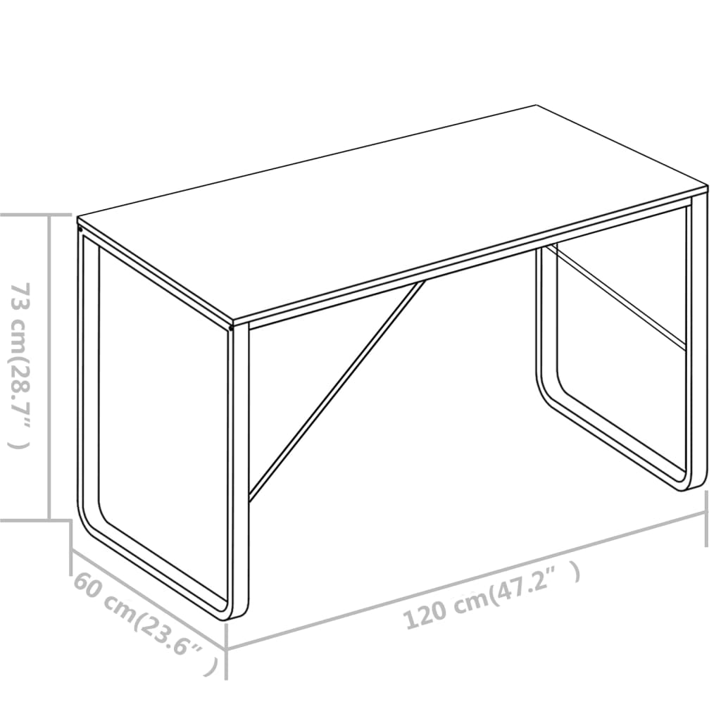 vidaXL Kompiuterio stalas, baltas, 120x60x73cm