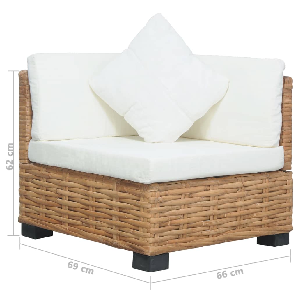vidaXL Kampinė sofa su pagalvėlėmis, natūralus ratanas