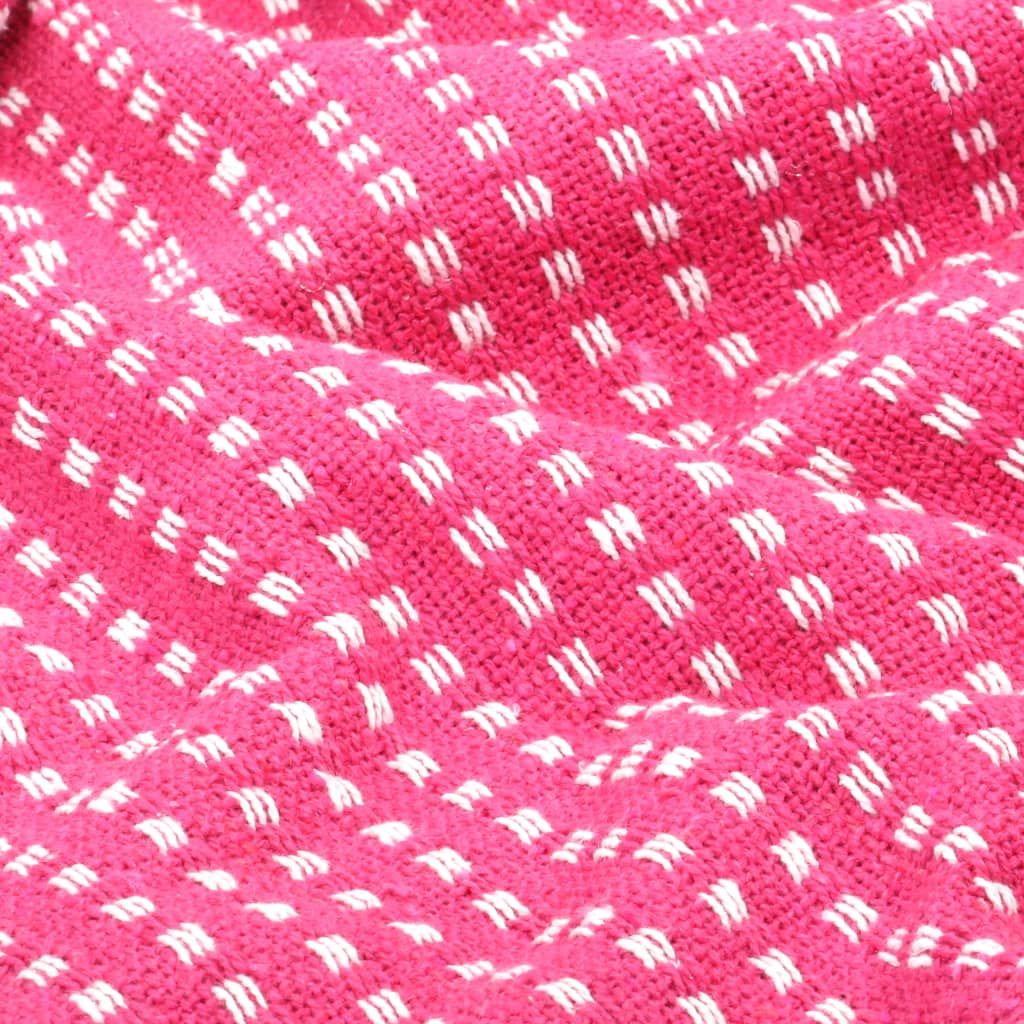 vidaXL Pledas, medvilnė, kvadratų raštas, 125x150cm, rožinės sp.