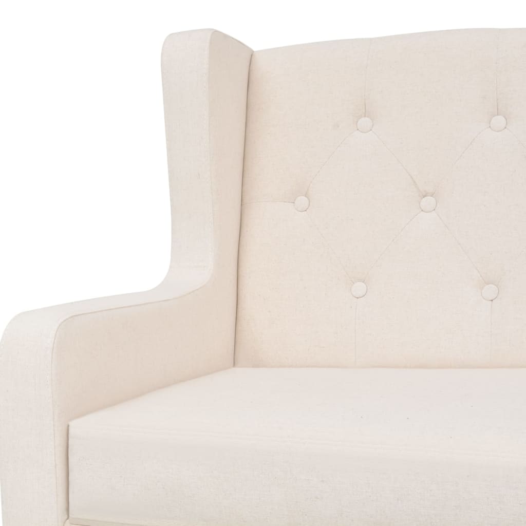 vidaXL Dvivietė sofa, audinys, krėminė balta spalva