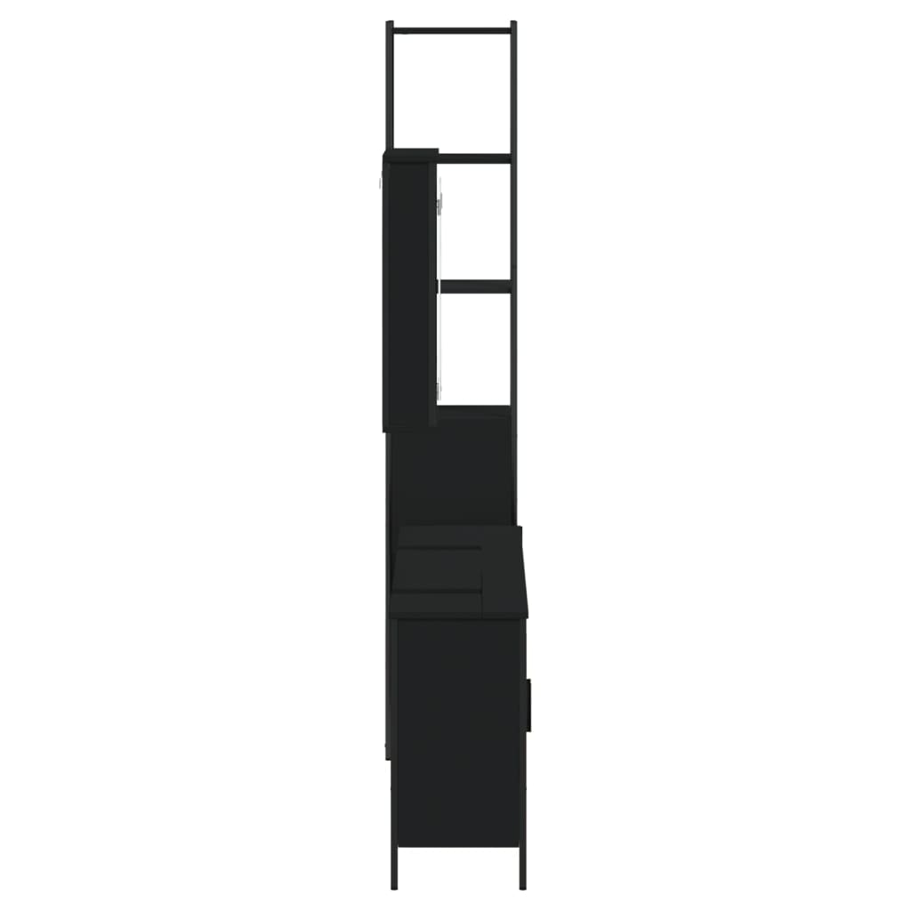 vidaXL Vonios baldų komplektas, 4 dalių, juodas, apdirbta mediena