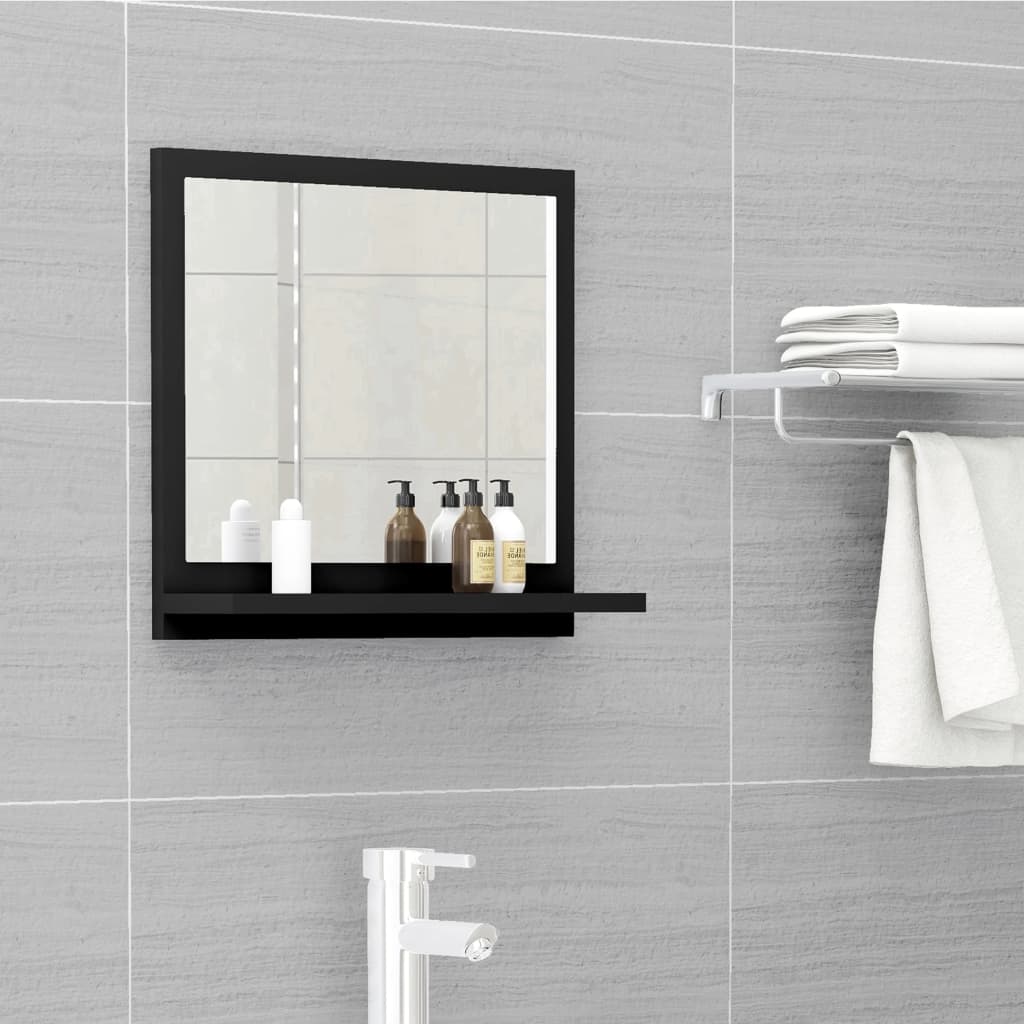 vidaXL Vonios kambario veidrodis, juodas, 40x10,5x37cm, mediena