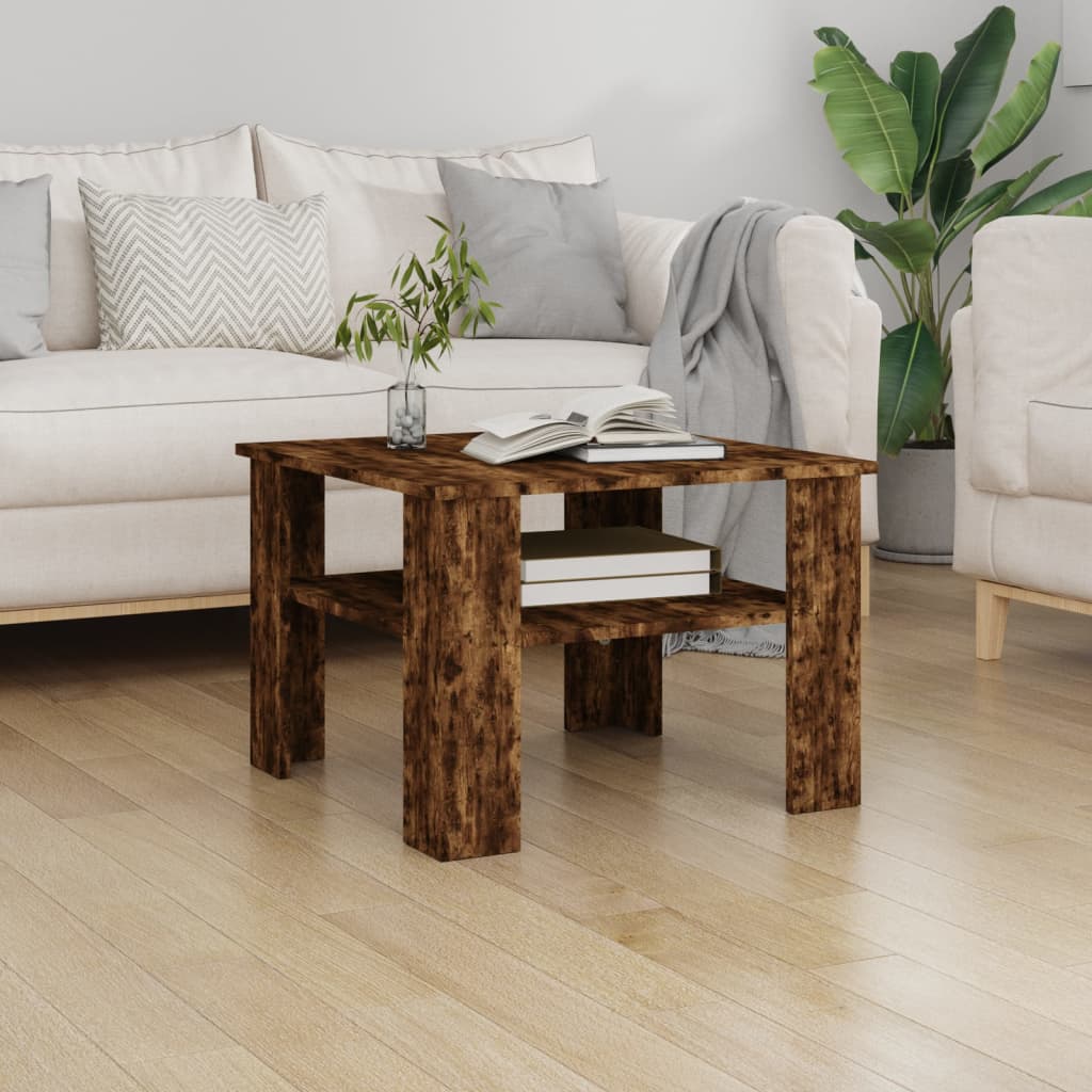 vidaXL Kavos staliukas, dūminio ąžuolo, 60x60x42cm, apdirbta mediena