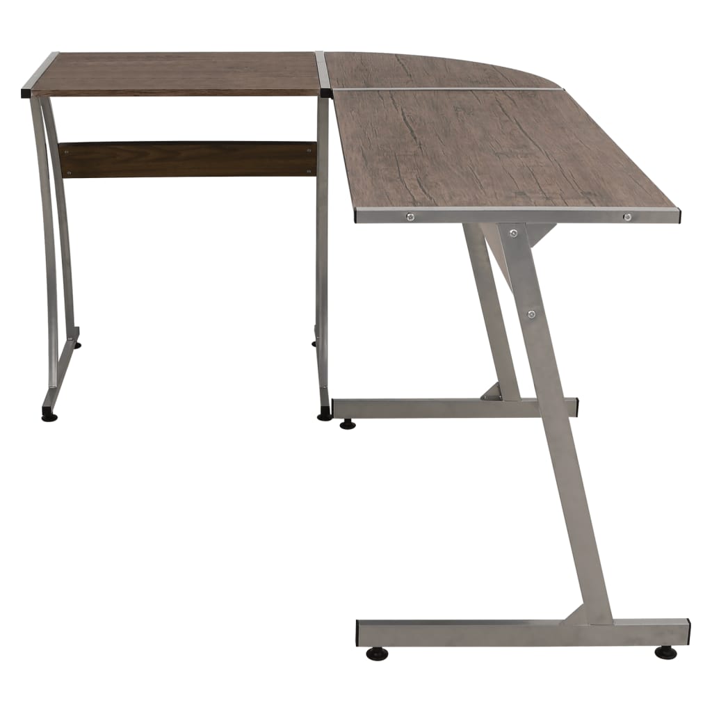 vidaXL Kampinis rašomasis stalas, rudos spalvos, apdirbta mediena