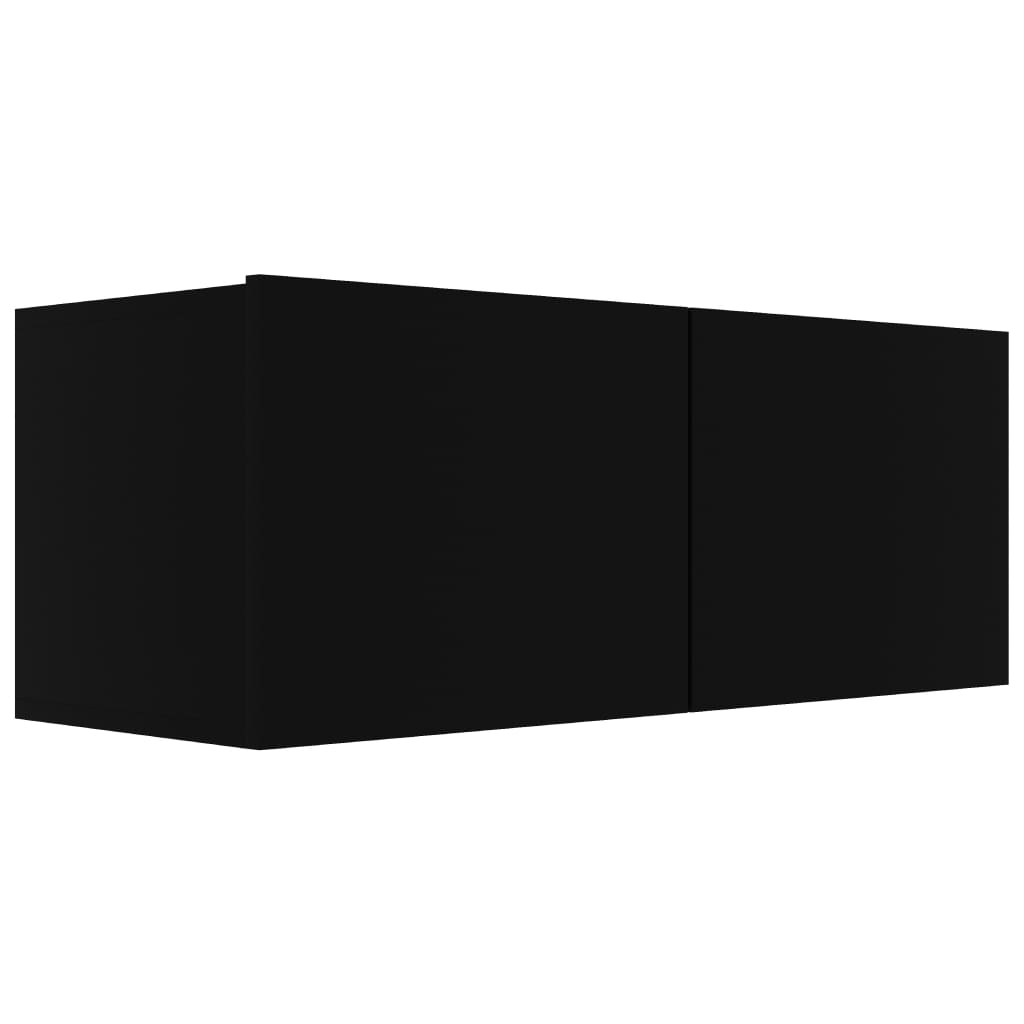 vidaXL Televizoriaus spintelių komplektas, 2 dalių, juodas, MDP