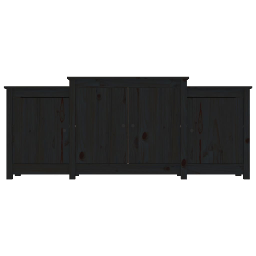 vidaXL Šoninė spintelė, juoda, 164x37x68cm, pušies medienos masyvas