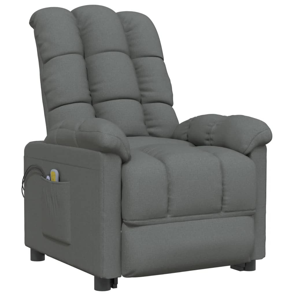 vidaXL Elektrinis masažinis krėslas, tamsiai pilkos spalvos, audinys