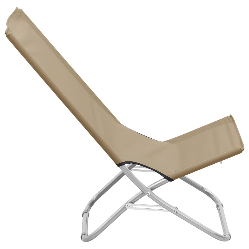 vidaXL Sulankstomos paplūdimio kėdės, 2vnt., taupe spalvos, audinys