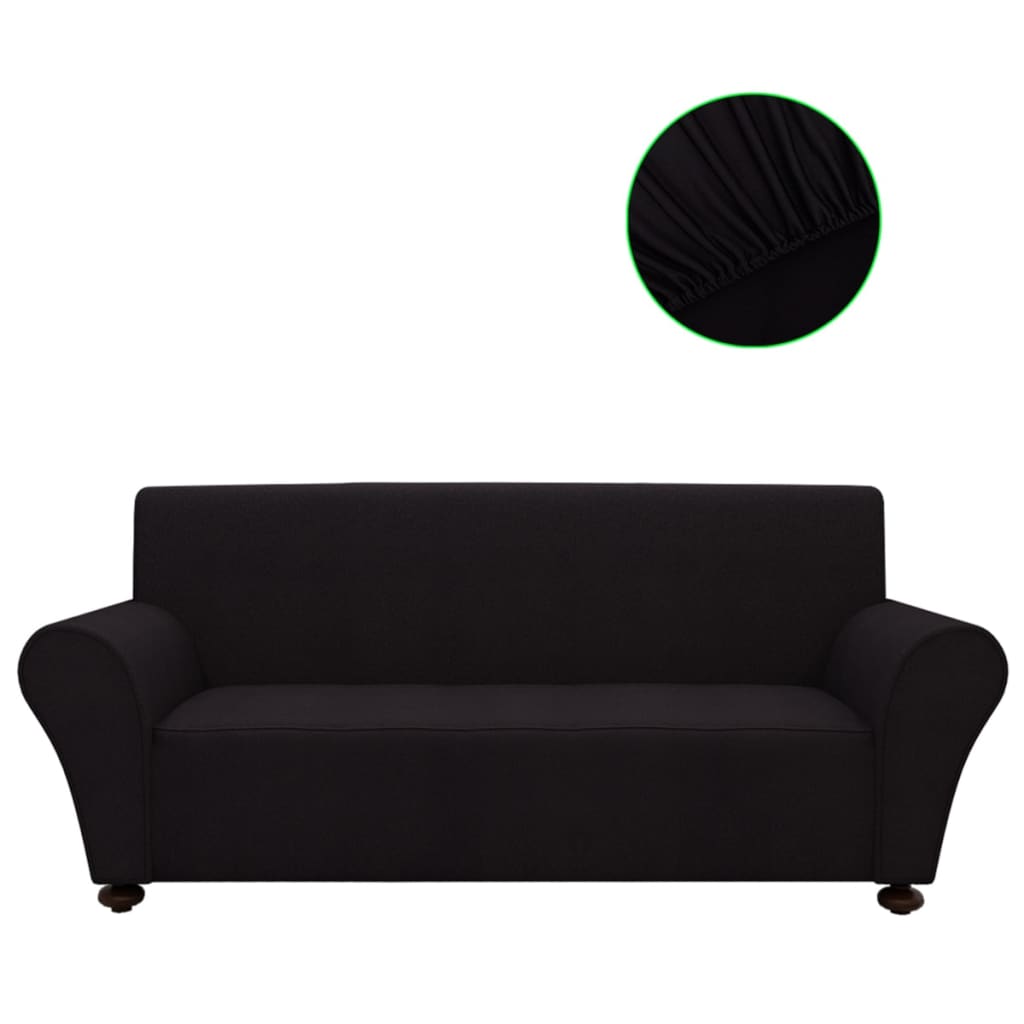 vidaXL Tamprus sofos užvalkalas, juodas, džersio poliesteris