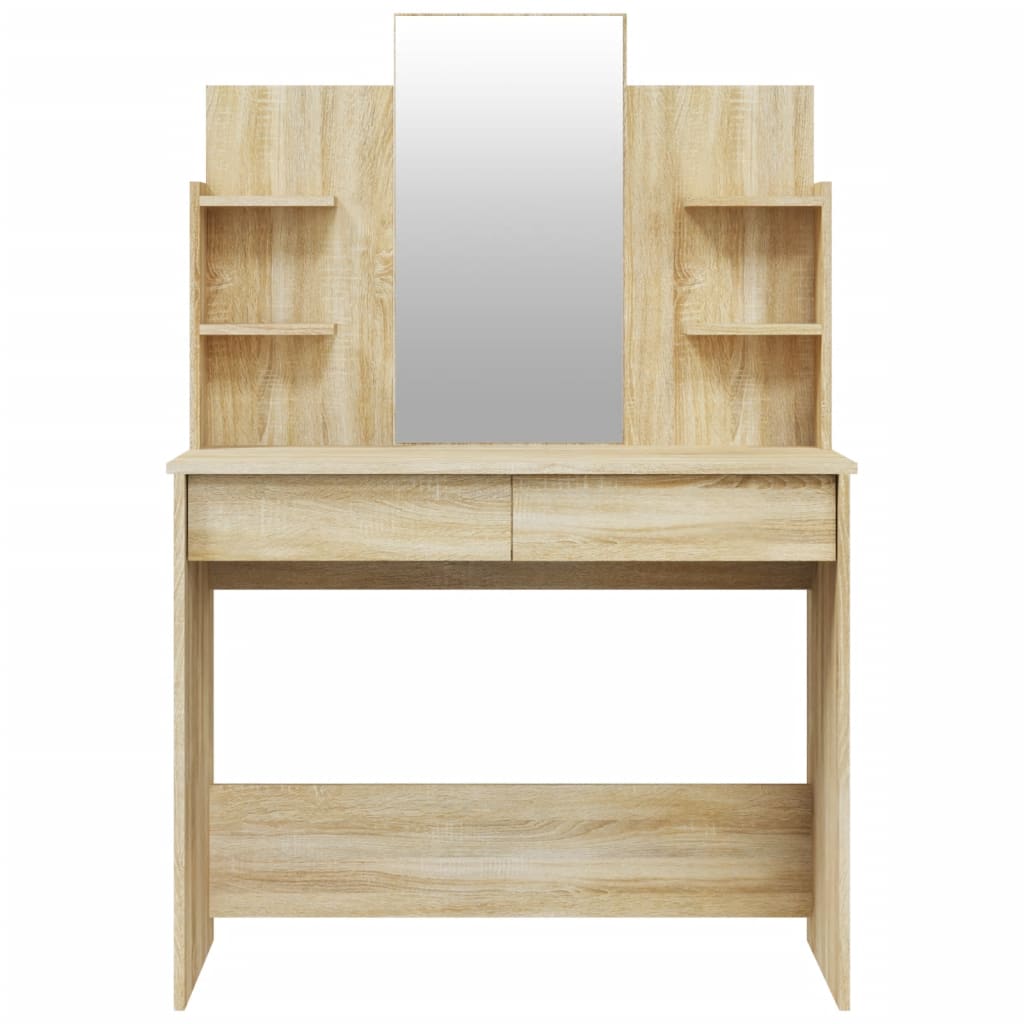 vidaXL Kosmetinis staliukas su veidrodžiu, ąžuolo, 96x40x142cm