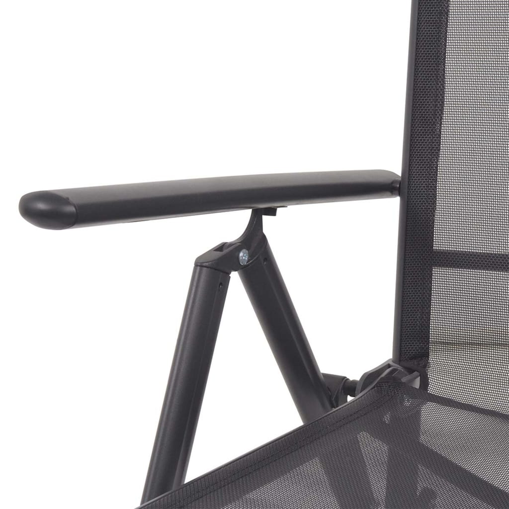 vidaXL Atlošiamas krėslas, aliuminis ir tekstilenas, juodas