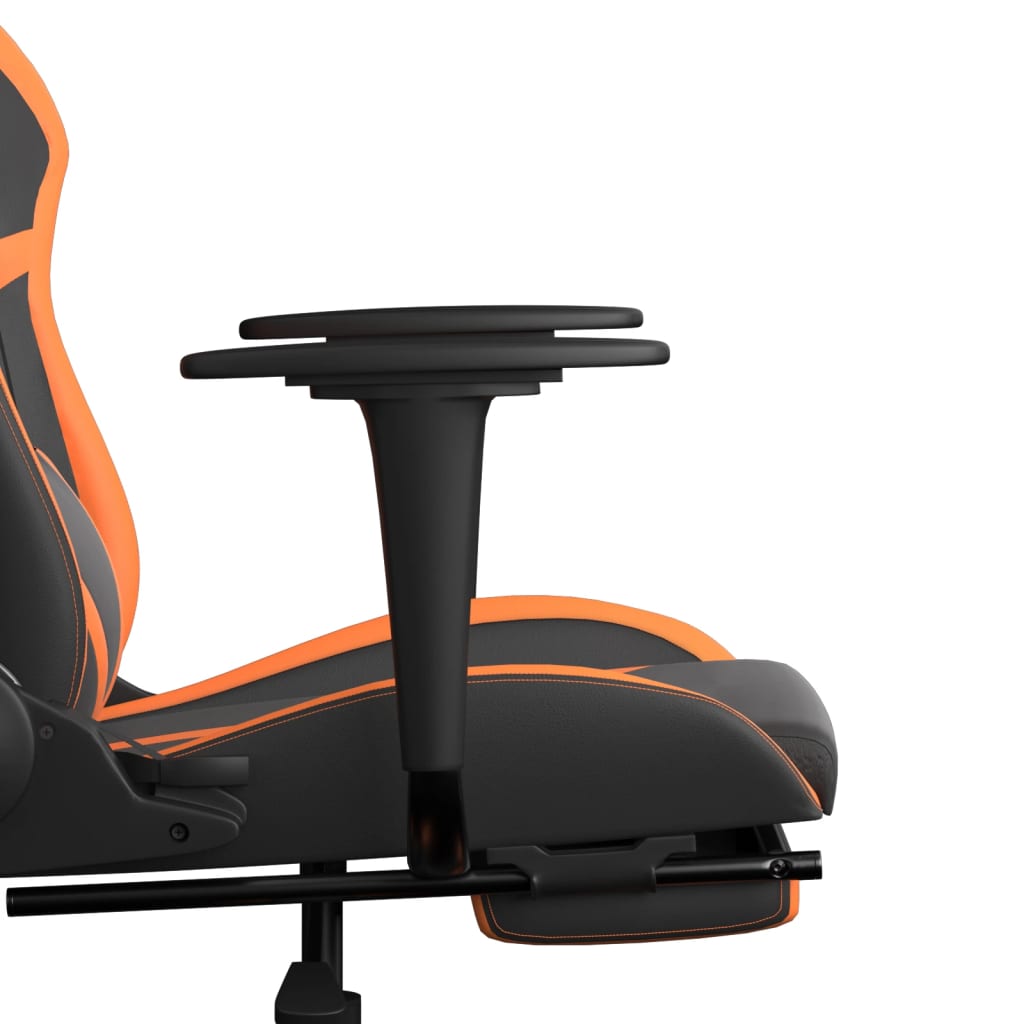vidaXL Žaidimų kėdė su pakoja, juoda ir oranžinė, dirbtinė oda