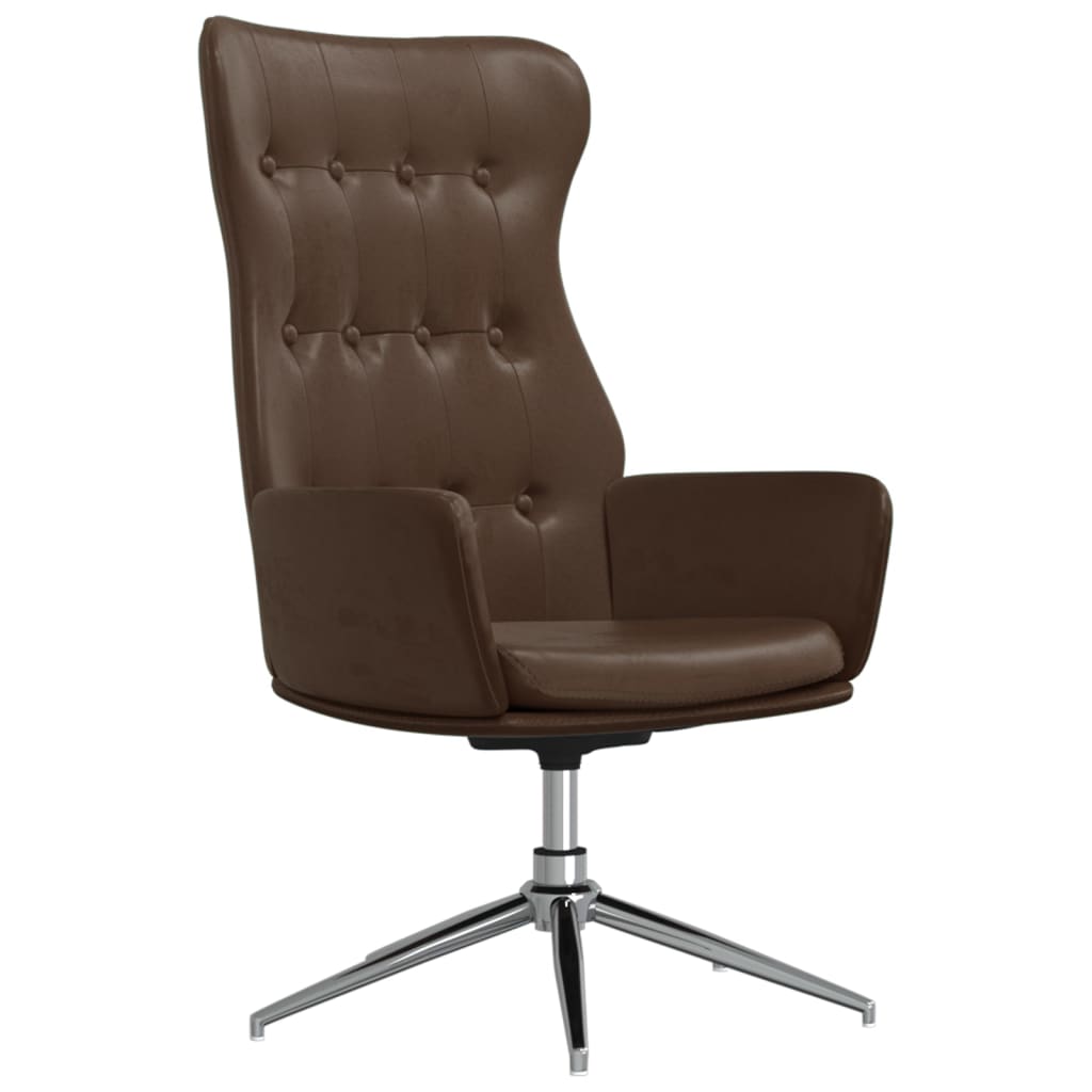 vidaXL Poilsio kėdė su pakoja, rudos spalvos, dirbtinė oda, blizgi