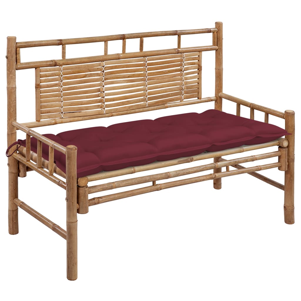 vidaXL Sodo suoliukas su pagalvėle, 120cm, bambukas (41504+314953)