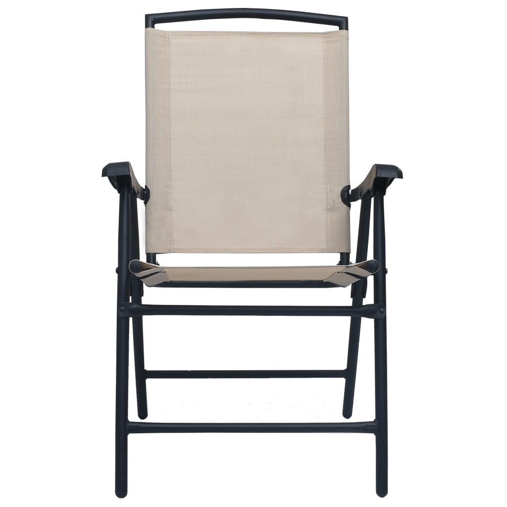 vidaXL Sulankstomos sodo kėdės, 2vnt., kreminės spalvos, tekstilenas