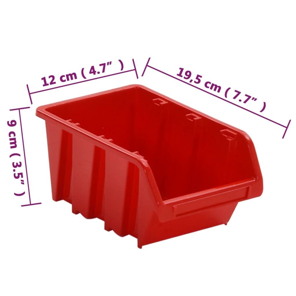 vidaXL Dirbtuvių lentynos, 35vnt., raudonos ir juodos, 77x39cm, PP