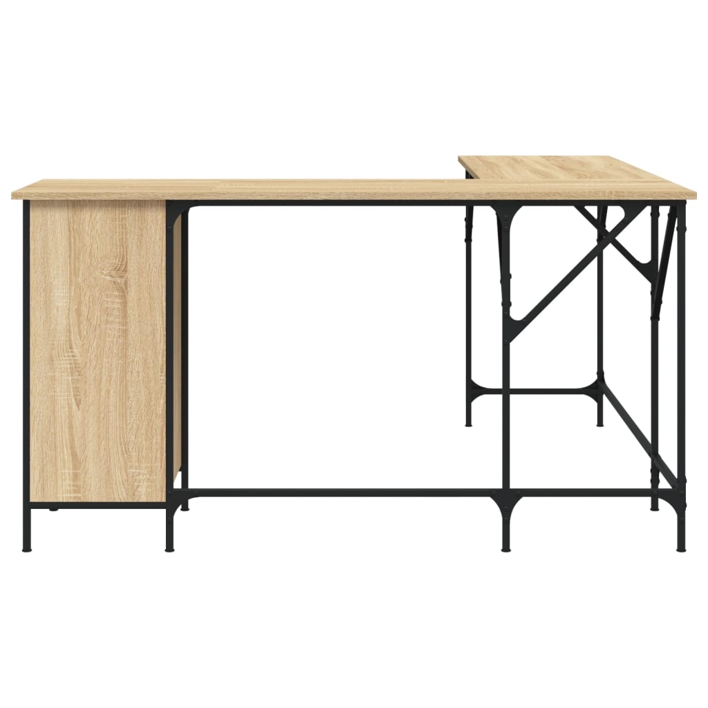 vidaXL Rašomasis stalas, ąžuolo, 141x141x75cm, apdirbta mediena