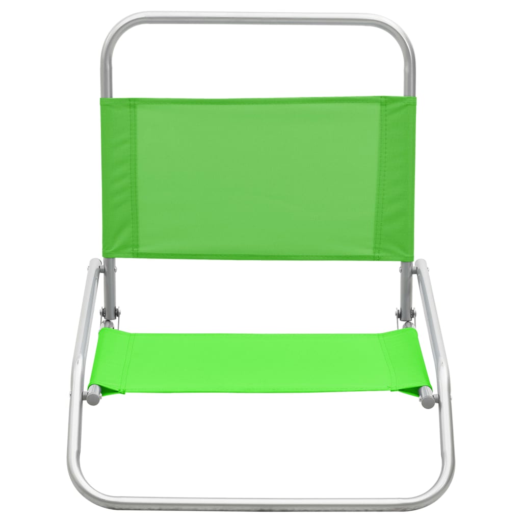 vidaXL Sulankstomos paplūdimio kėdės, 2vnt., žalios spalvos, audinys