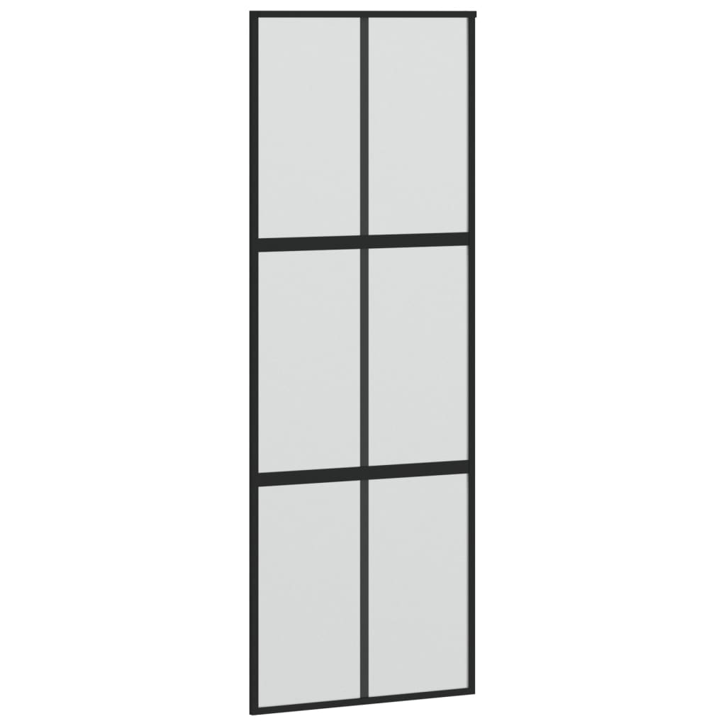 vidaXL Stumdomos durys, juodos, 76x205cm, grūdintas stiklas/aliuminis