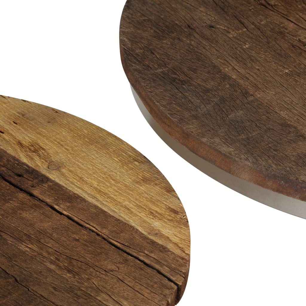 vidaXL Kavos staliukų komplektas, 2d., perdirbta mediena ir plienas