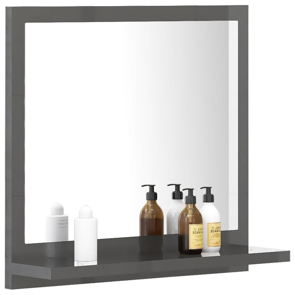 vidaXL Vonios kambario veidrodis, pilkas, 40x10,5x37cm, MDP, blizgus
